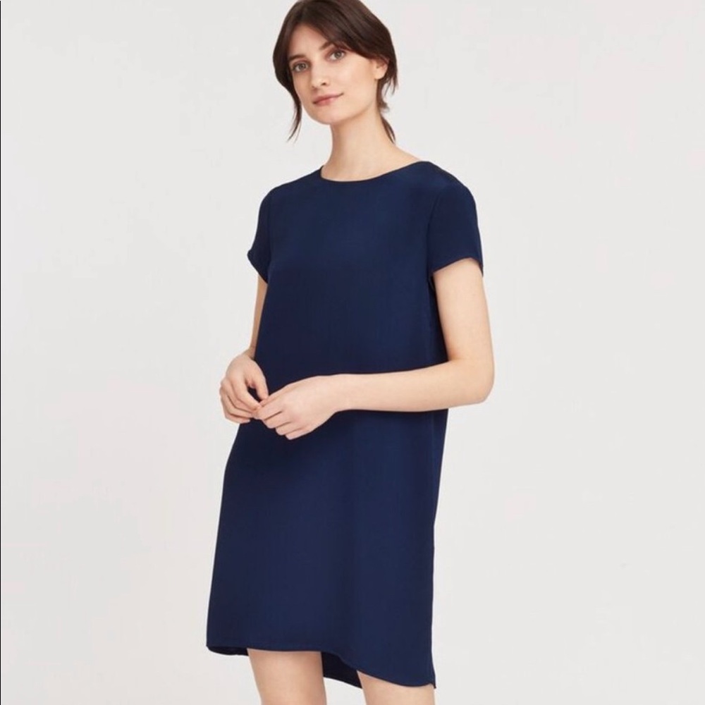 Cuyana Silk Tee dress Navy blue